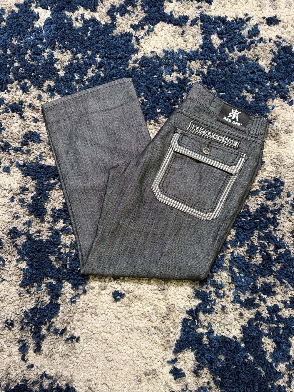 Red Ape Vintage Y2K Mens Grey Denim Baggy Jeans Size 36